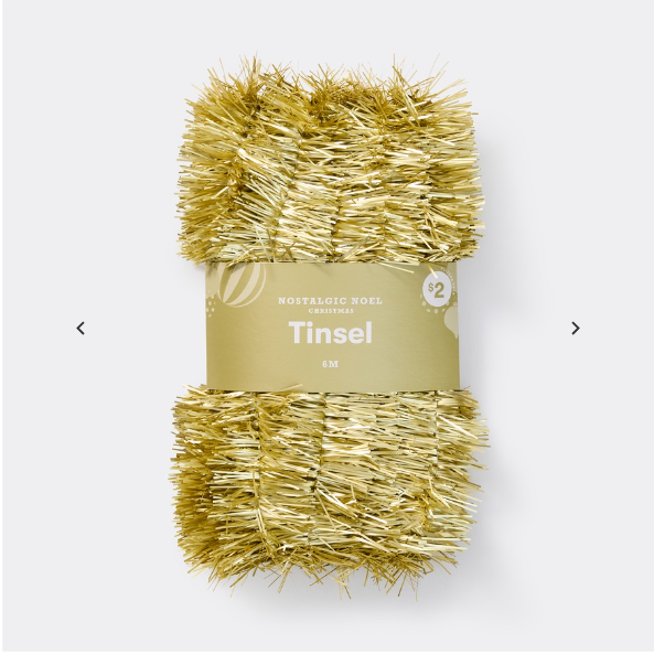 Nostalgic Noel Christmas Value Tinsel 6m - Gold