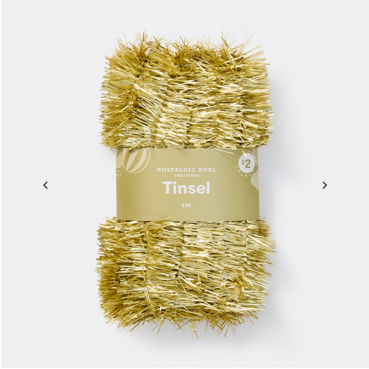 Nostalgic Noel Christmas Value Tinsel 6m - Gold