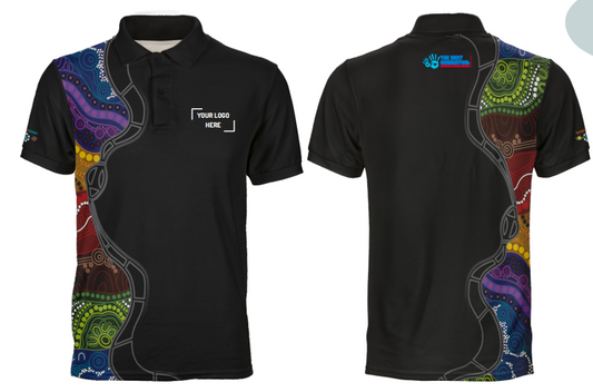 Custom Dye Sub Polo 25634 - SHORT SLEEVES - OPTION 2 - Six Seasons - NAIDOC 2025