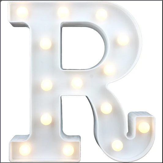 LED Light Up Letter R, White - 22 x 20cm