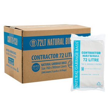 Heavy Duty, Bin Liner, Natural/ Clear, 72L 250 Ctn