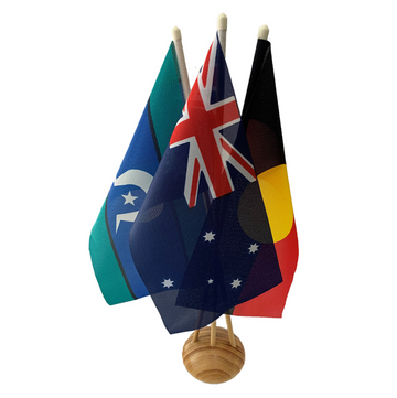 Australian/Aboriginal/TSI Desk Flag Set 300mm x 150mm (Knitted)