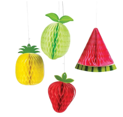 Tutti Frutti Honeycomb Hanging Decorations (Set of 4)