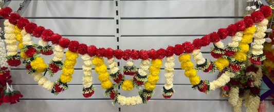 Artificial Marigold Flower Garlands Door Toran Door Hangings for Decoration Orange & Yellow - 102 x 10 x 25.4 cm