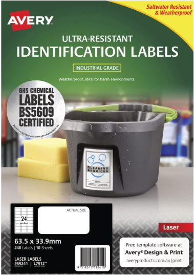 Avery 24UP Chemical Grade Laser Labels 10 Sheets