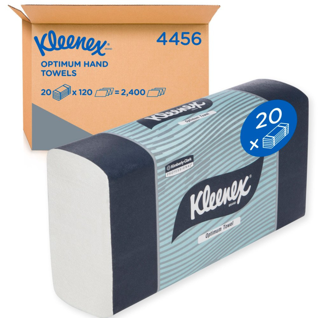 KLEENEX 4456 Optimum Hand Towel, White 30.5cm x 24cm, 120 Towels/Pack, 20 Packs/Case