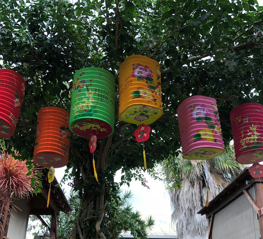 Massive Oriental Design Printed 6 Pack mixed corrugated paper lanterns
