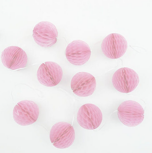 Decorative Honeycomb Garland Light Pink -  2.13m