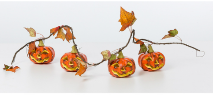 Pumpkin Garland with LED - 1.85m