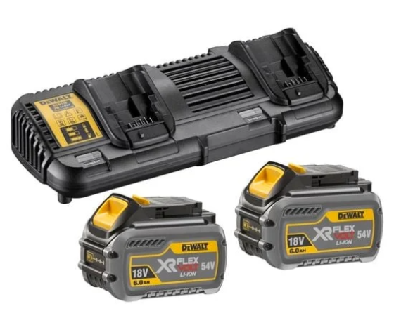 DeWALT 10.8 - 54V Flexvolt Dual Port Charger With 2 x 6.0Ah Batteries DCB132T2-XE