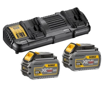 DeWALT 10.8 - 54V Flexvolt Dual Port Charger With 2 x 6.0Ah Batteries DCB132T2-XE