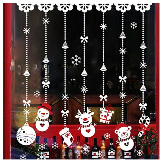 2Pcs Christmas Decoration Glass Sticker Decoration Electrostatic Sticker