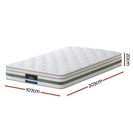 King Single - Medium Firm Premium bamboo fabric Mattress - 107x203x20cm