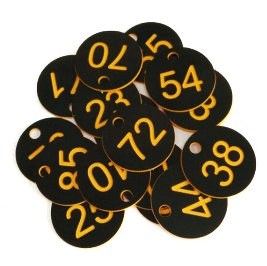 Black - Numbered Tags Label Tags Clothes Coat Hanger Office Index Supply 1-100 Number
