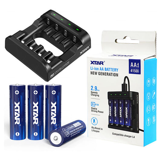 L4/AA4150 XTAR CHARGER WITH 4xAA2500mAh/4150mWh 1.5V Li-Ion CELLS