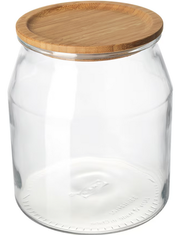 Jar with lid, glass/bamboo - IKEA 365+