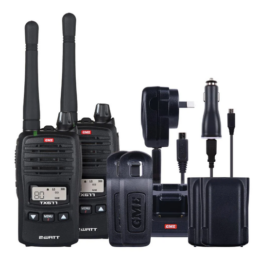 GME TX677TP 2W 80 Channel UHF Handheld Radio (Twin Pack)