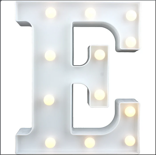 LED Light Up Letter E, White - 22 x 18cm