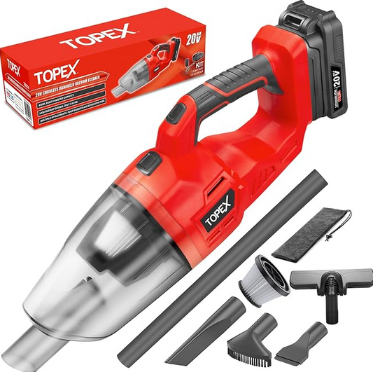TOPEX 20V Cordless Handheld Vacuum Cleaner for Home & Car w/ Battery & Charger