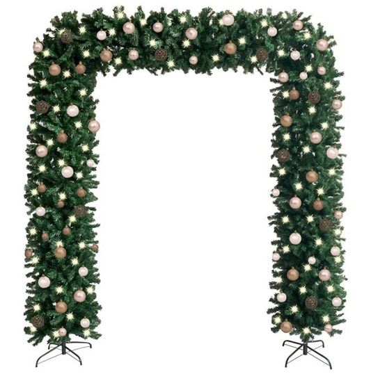 vidaXL Christmas Tree Arch with LEDs&Ball Set Green 240 cm Xmas Decoration