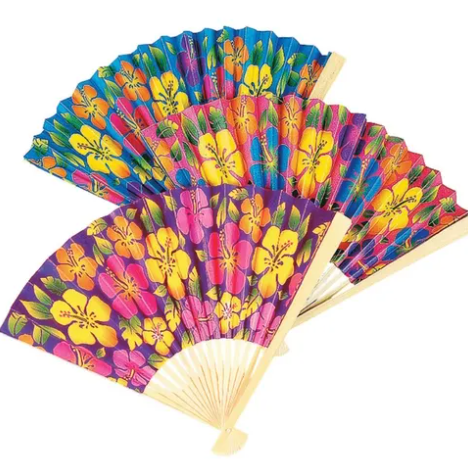 Hibiscus Paper Fans (Pack of 12)