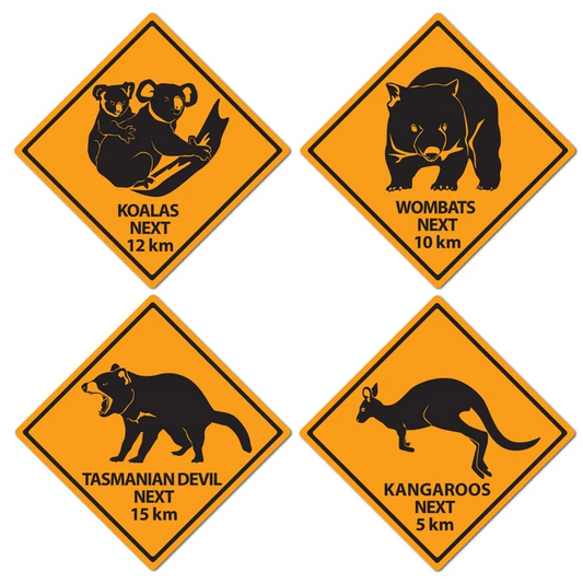 Aussie Outback Road Signs (Pack of 4)