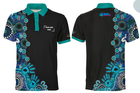 Custom Dye Sub Polo 25634 - SHORT SLEEVES - OPTION 2 - Strength, Vison & Legacy - NAIDOC 2025
