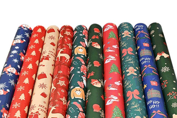 10Pcs Christmas Wrapping Paper Christmas Present Wrap Rolls Cute Traditional Xmas Wrap Paper - 70 x 50cm