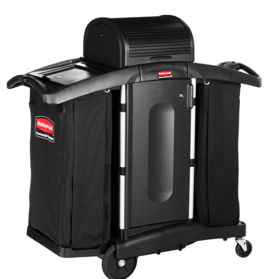 Executive Compact Housekeeping Cart - High-Capacity with Doors and Hood