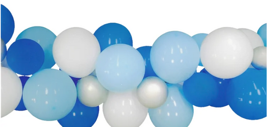 Blue White and Silver Balloon Garland Kit