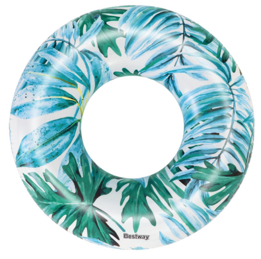 H2OGO! 119cm Blue Tropical Inflatable Palms Swim Ring