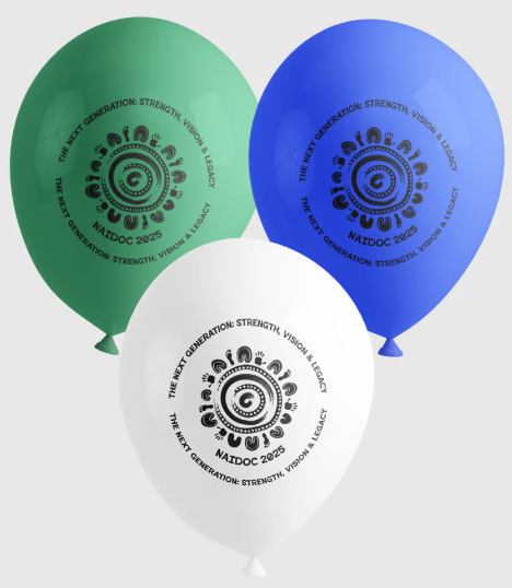 NAIDOC Balloons Pack (30pk) - Torres Strait Islander - Blue Green White - NAIDOC 2025