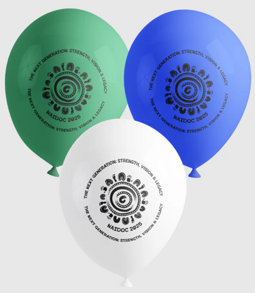 NAIDOC Balloons Pack (30pk) - Torres Strait Islander - Blue Green White - NAIDOC 2025