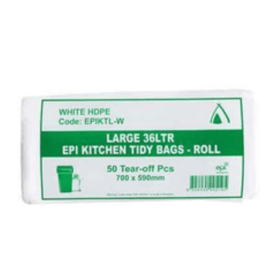 LARGE 36 LTR EPI WHITE BIN LINER ROLL, 1000 Ctn