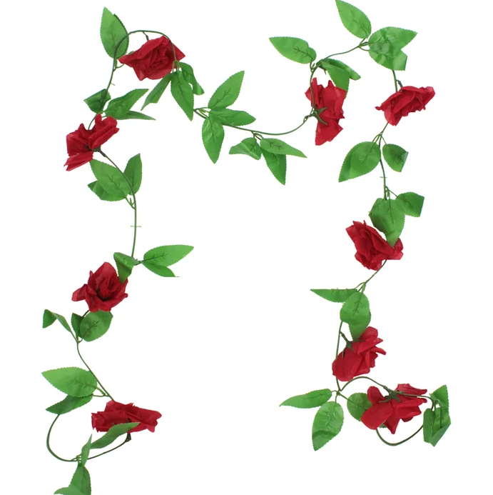 Artificial Red Rose Vine - 2.3m