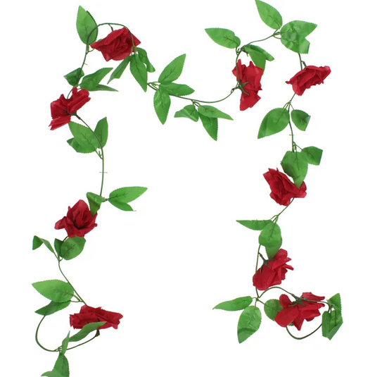 Artificial Red Rose Vine - 2.3m