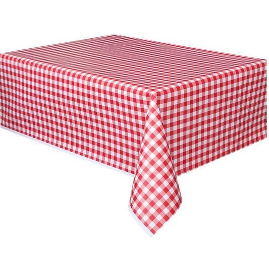 Red Gingham Plastic Rectangular Tablecloth - 137 x 274cm