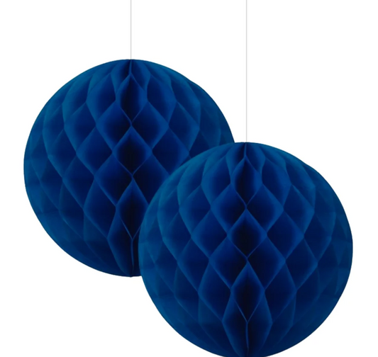 Navy Blue Honeycomb Balls - 15cm (Pack of 2)