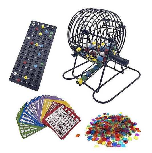 Deluxe Bingo Game Set with 6 Inch Bingo Cage, Bingo Master Board,75 Colored Balls , 50 Bingo Cards