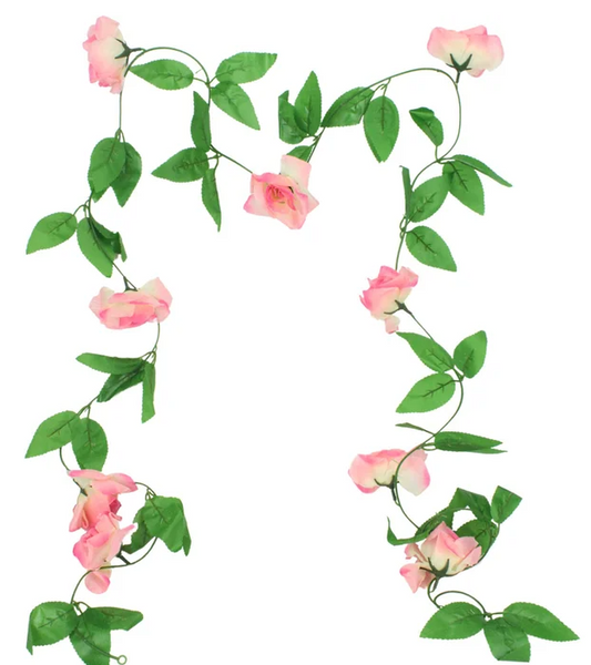 Artificial Pink Rose Vine 2.3m