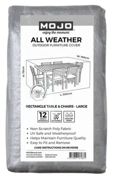 Mojo Large All Weather Rectangle Table And Chairs Outdoor Furniture Cover