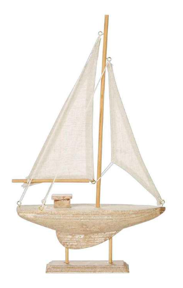 Ombre Home Weathered Coastal Decorative Boat White 18 x 30 cm