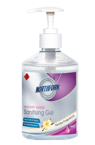 NORTHFORK INSTANT HAND SANITISER GEL VANILLA 500ML PUMP