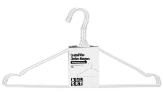 CLOTHES HANGER COATED WIRE WHITE - 10PK
