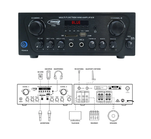 Weconic 160W Two Channel Bluetooth Amplifier 172C - 19 x 25 x 9cm