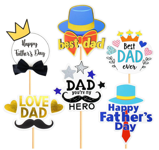 Father's Day Cake Toppers Set Best Dad Ever - Set of 18