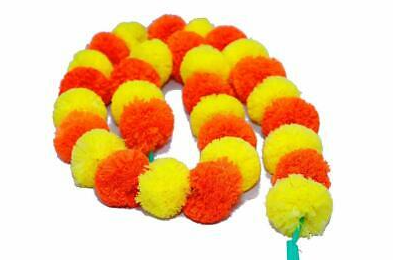 Artificial Yellow & Light Orange Marigold Flowers Garland For Decoration - 15 cm