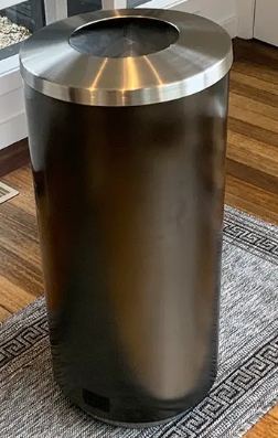 Brushed Finish Coloured Processed Stainless Steel Waste Bin – Open Top, Large 70L