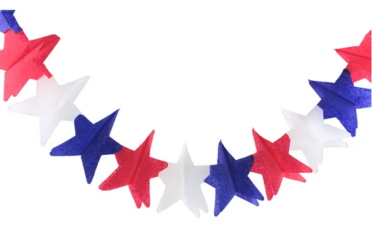 Red White And Blue Star Tissue Garland Banner