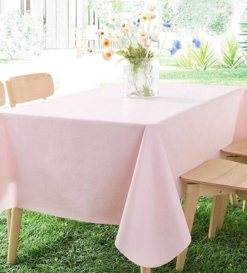 KOO Shelly Rose Flannel Back Tablecloth Pink 150 x 230 cm